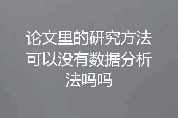 论文里的研究方法可以没有数据分析法吗吗