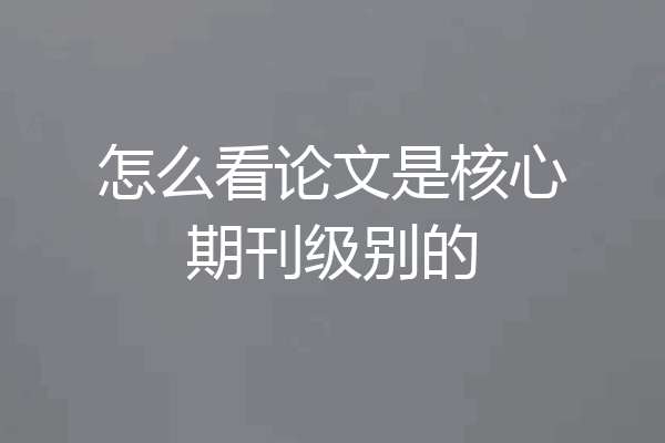 怎么看论文是核心期刊级别的