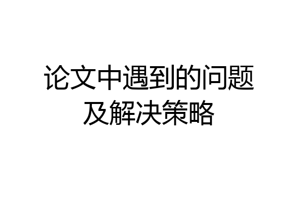 论文中遇到的问题及解决策略