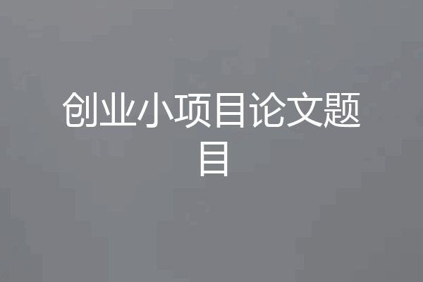 创业小项目论文题目