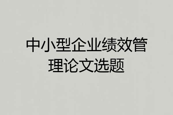 中小型企业绩效管理论文选题