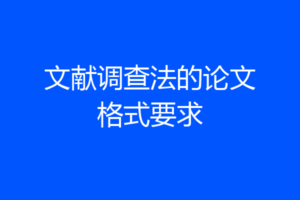 文献调查法的论文格式要求