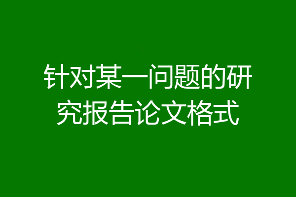 针对某一问题的研究报告论文格式