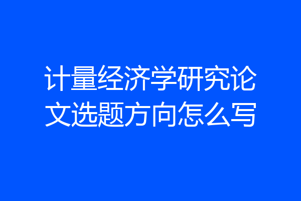 计量经济学研究论文选题方向怎么写