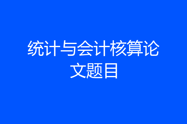 统计与会计核算论文题目