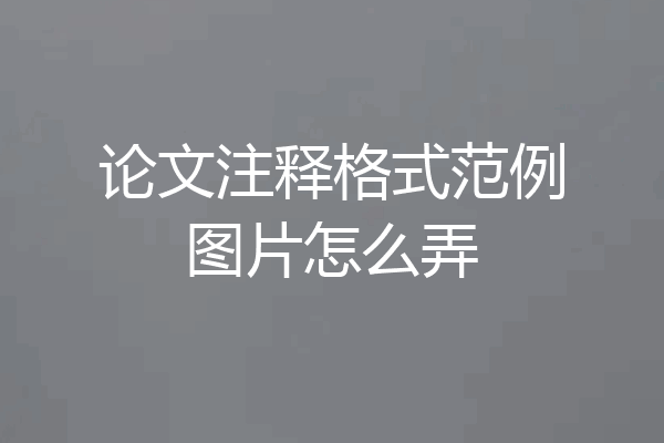 论文注释格式范例图片怎么弄