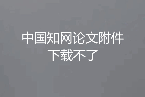 中国知网论文附件下载不了