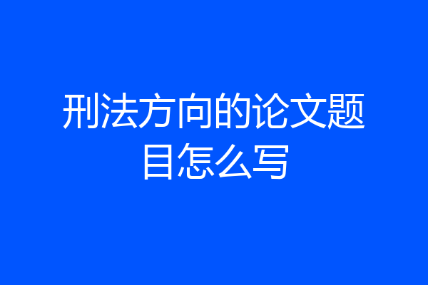刑法方向的论文题目怎么写