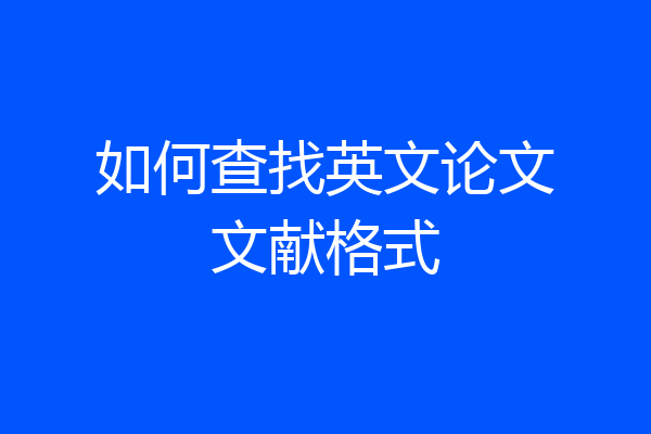 如何查找英文论文文献格式