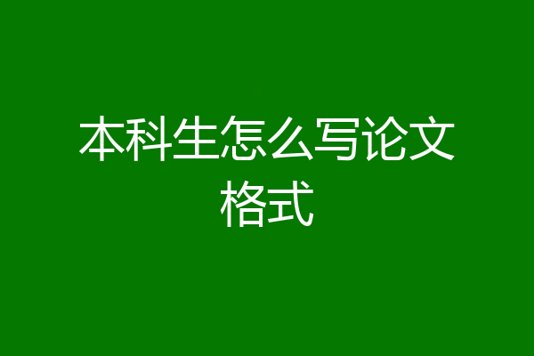 本科生怎么写论文格式