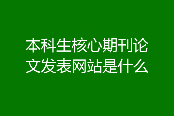 本科生核心期刊论文发表网站是什么