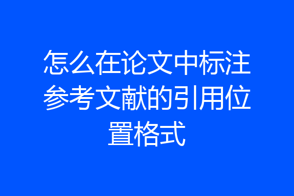 怎么在论文中标注参考文献的引用位置格式