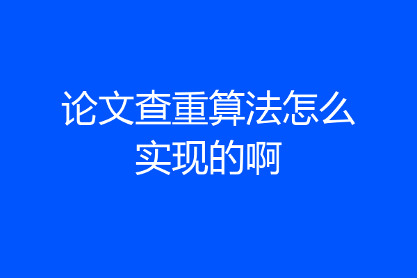 论文查重算法怎么实现的啊