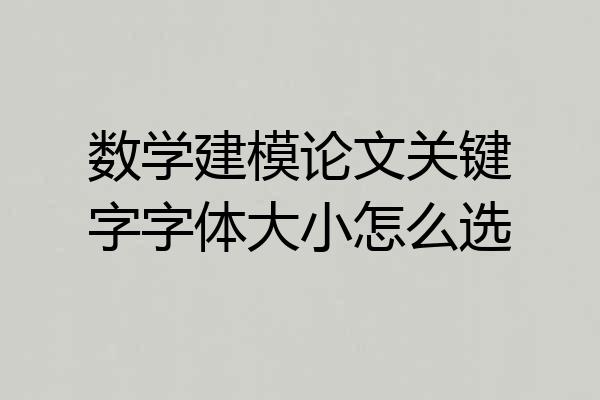 数学建模论文关键字字体大小怎么选