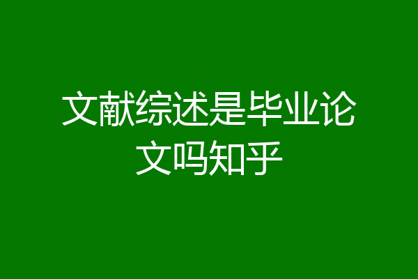 文献综述是毕业论文吗知乎