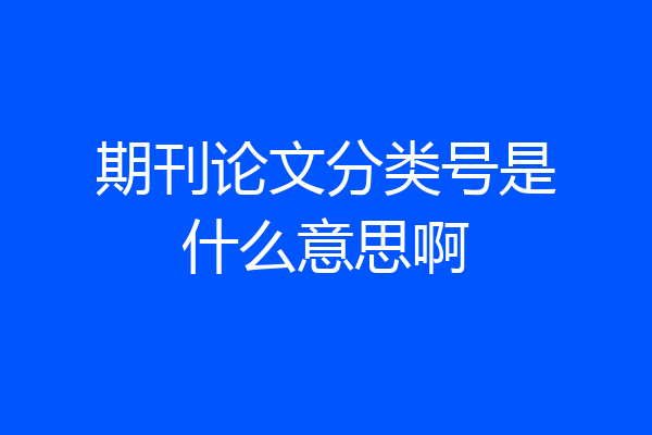 期刊论文分类号是什么意思啊