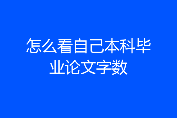 怎么看自己本科毕业论文字数