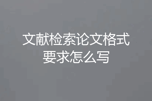 文献检索论文格式要求怎么写