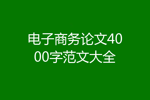 电子商务论文4000字范文大全