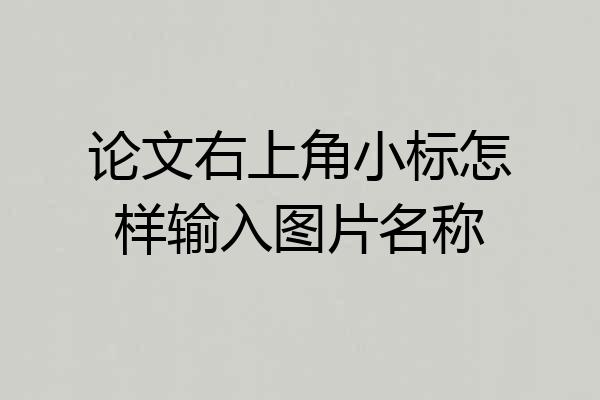 论文右上角小标怎样输入图片名称