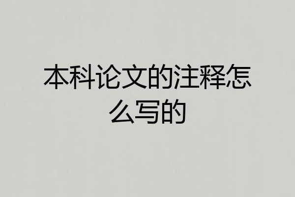 本科论文的注释怎么写的