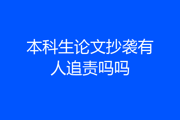 本科生论文抄袭有人追责吗吗