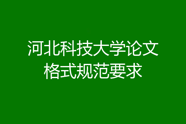 河北科技大学论文格式规范要求