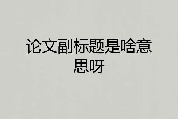 论文副标题是啥意思呀