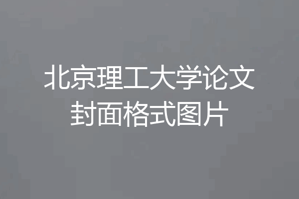 北京理工大学论文封面格式图片