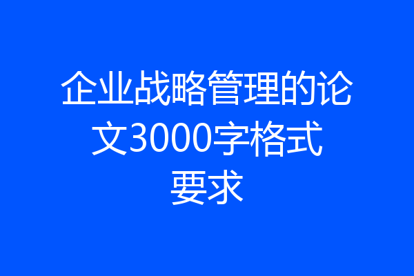 企业战略管理的论文3000字格式要求