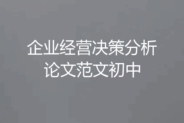 企业经营决策分析论文范文初中