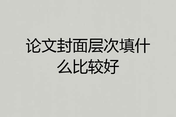 论文封面层次填什么比较好