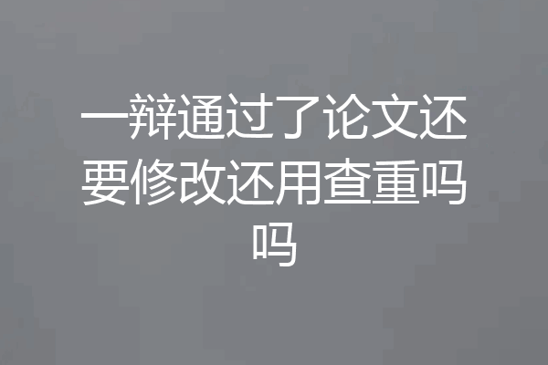一辩通过了论文还要修改还用查重吗吗