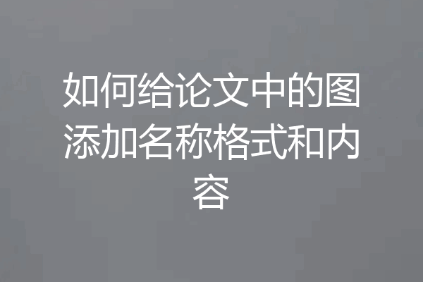 如何给论文中的图添加名称格式和内容