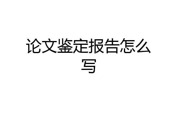 论文鉴定报告怎么写