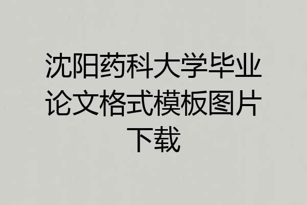 沈阳药科大学毕业论文格式模板图片下载