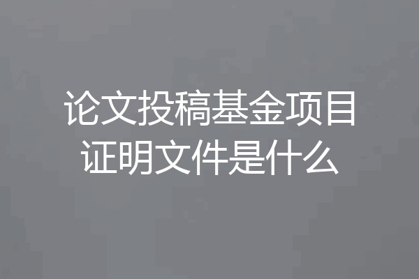 论文投稿基金项目证明文件是什么