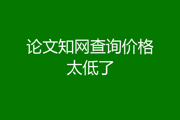 论文知网查询价格太低了