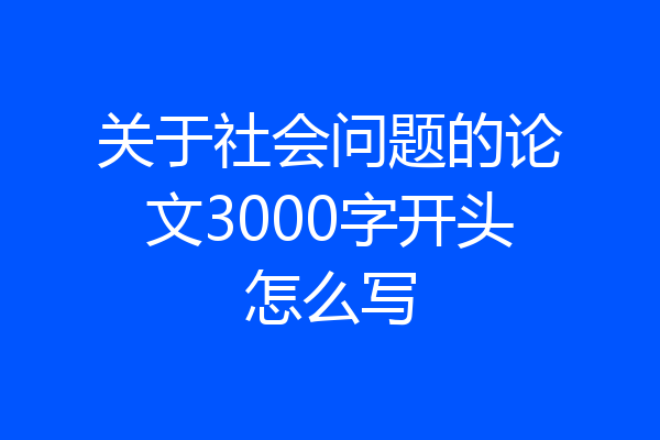 关于社会问题的论文3000字开头怎么写