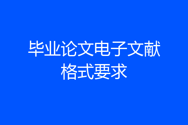 毕业论文电子文献格式要求