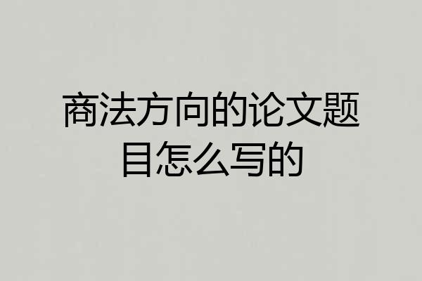 商法方向的论文题目怎么写的