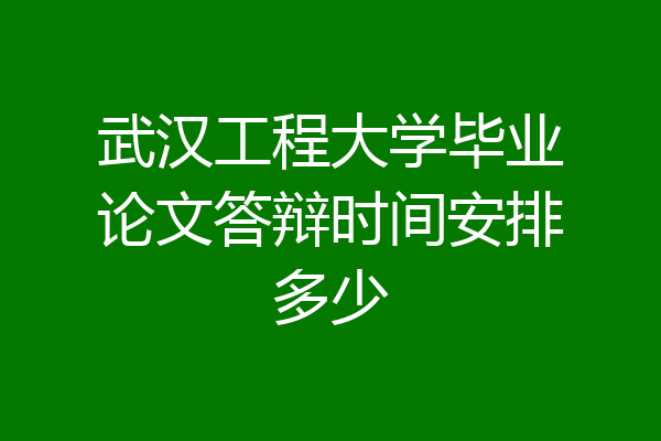 武汉工程大学毕业论文答辩时间安排多少