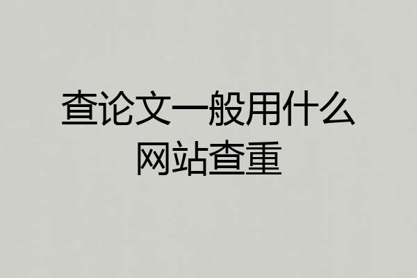 查论文一般用什么网站查重