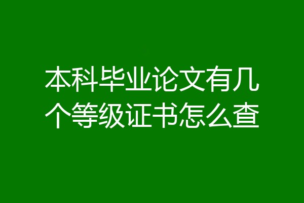 本科毕业论文有几个等级证书怎么查