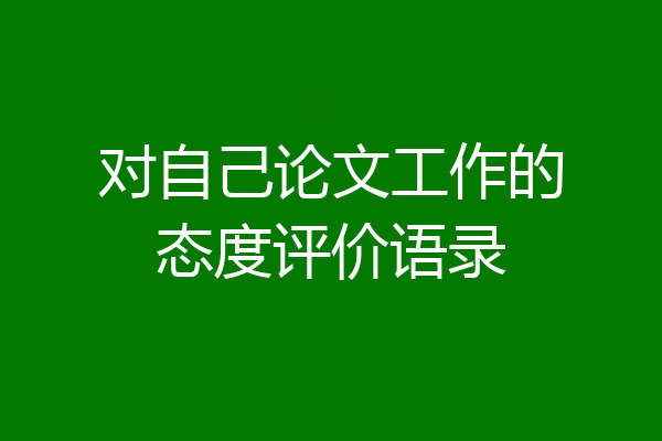 对自己论文工作的态度评价语录