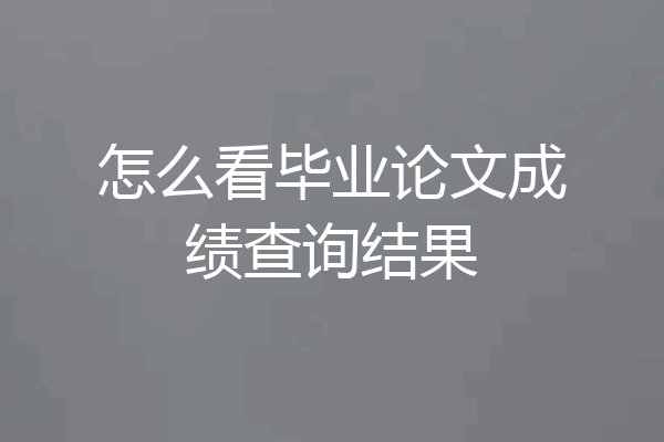 怎么看毕业论文成绩查询结果