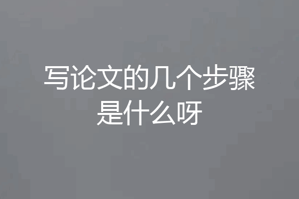 写论文的几个步骤是什么呀