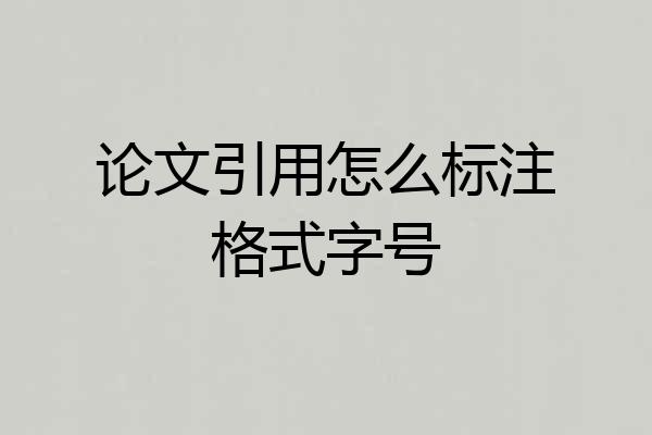 论文引用怎么标注格式字号