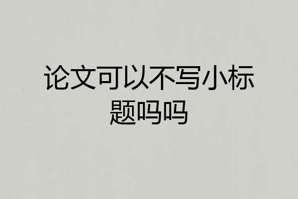 论文可以不写小标题吗吗