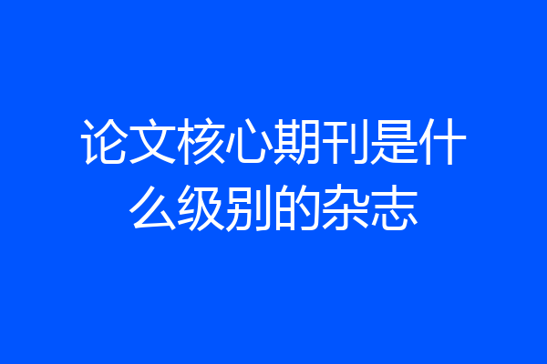 论文核心期刊是什么级别的杂志